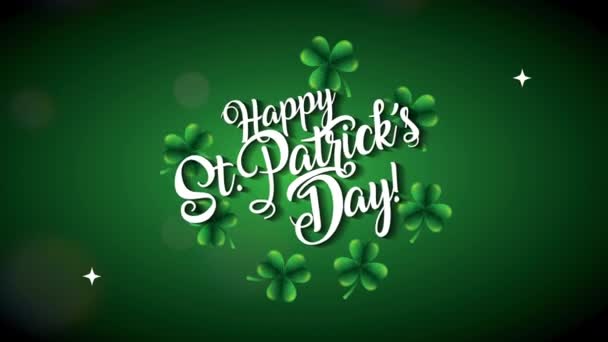 St patricks day animated card with lettering and clovers Stock Footage