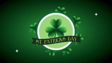 st patricks day animated card with lettering and clovers