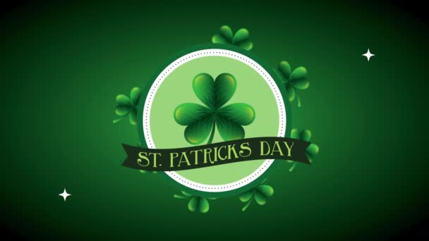 St patricks day animated card with lettering and clovers Video Clip