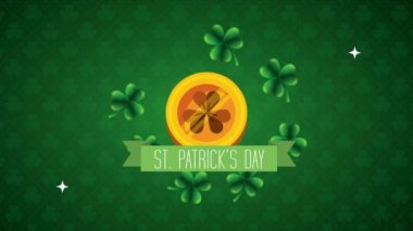 st patricks day animated card with coin and clovers