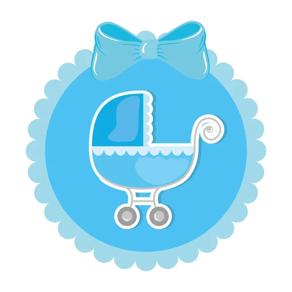 Baby cart transportation in lace frame isolated icon — Stock Vector