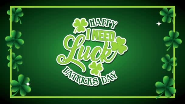 St patricks day animated card with lettering and clovers Stock Video