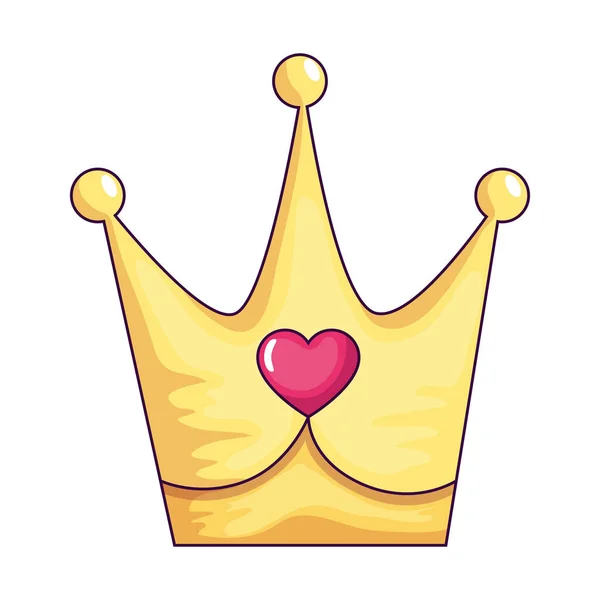 Cute crown with heart isolated icon — Διανυσματικό Αρχείο
