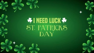 st patricks day animated card with lettering and clovers