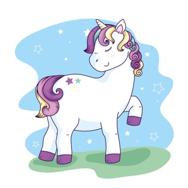 cute unicorn fantasy with stars decoration