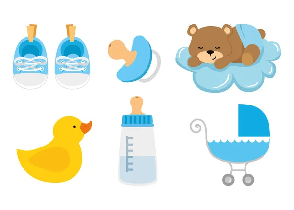 Set cute icons of baby shower — ストックベクタ