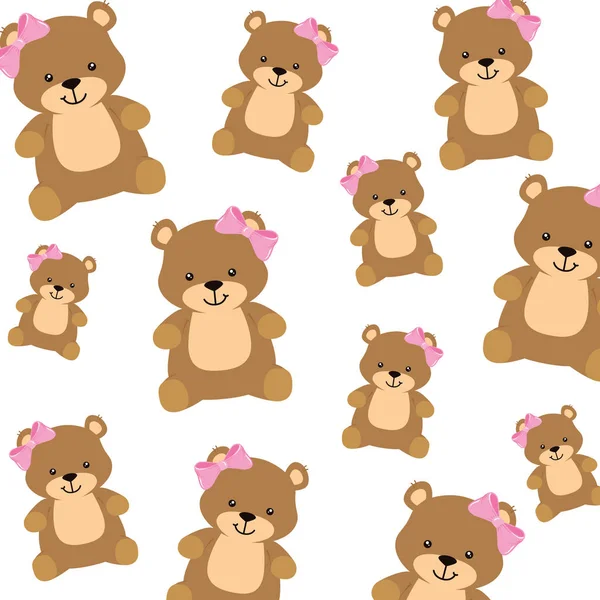 Background of cute teddy bears female — 스톡 벡터