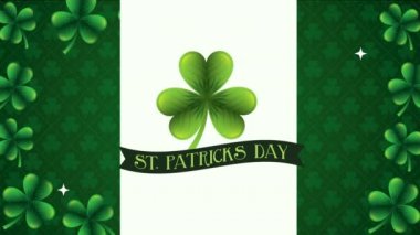 st patricks day animated card with lettering and clovers