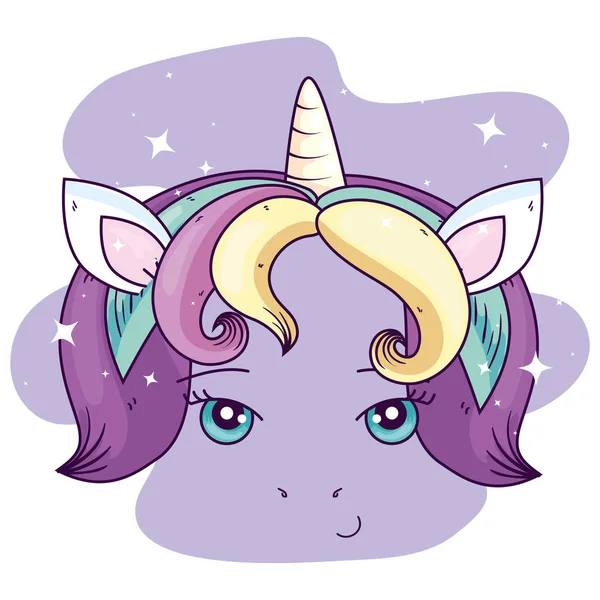 Face of cute unicorn fantasy — 스톡 벡터