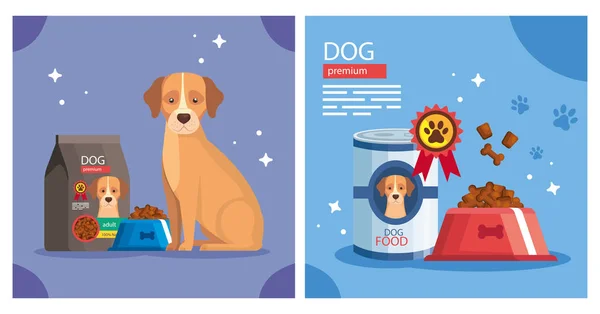 Set póster de tienda de mascotas con iconos — Archivo Imágenes Vectoriales