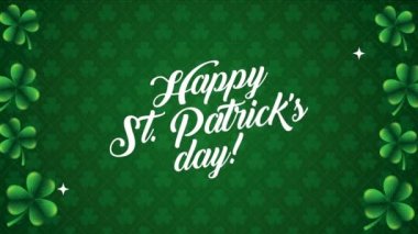 st patricks day animated card with lettering and clovers