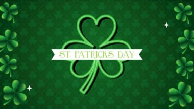 st patricks day animated card with lettering and clovers