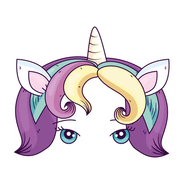 Face of cute unicorn fantasy — ストックベクタ