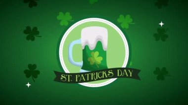 st patricks day animated card with beer and clovers