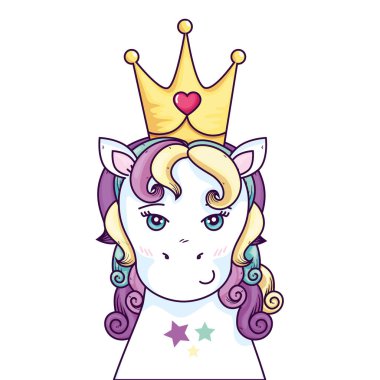 head of cute unicorn with crown