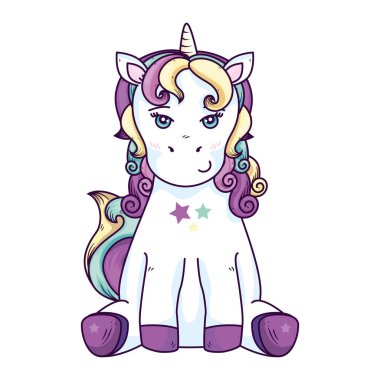 cute unicorn fantasy with stars decoration