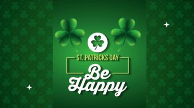 st patricks day animated card with lettering and clovers