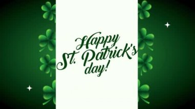 st patricks day animated card with lettering and clovers