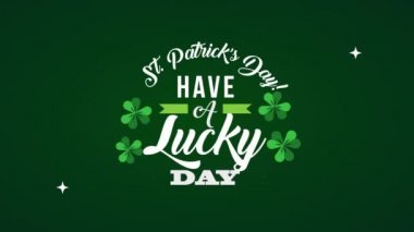 st patricks day animated card with lettering and clovers