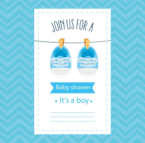 Cartão de banho de bebê com sapatos e ícones —  Vetores de Stock