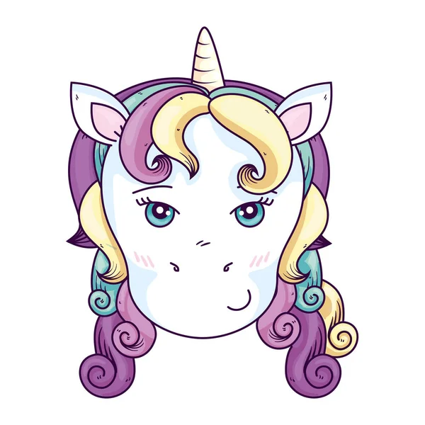 Head of cute unicorn fantasy — 图库矢量图片