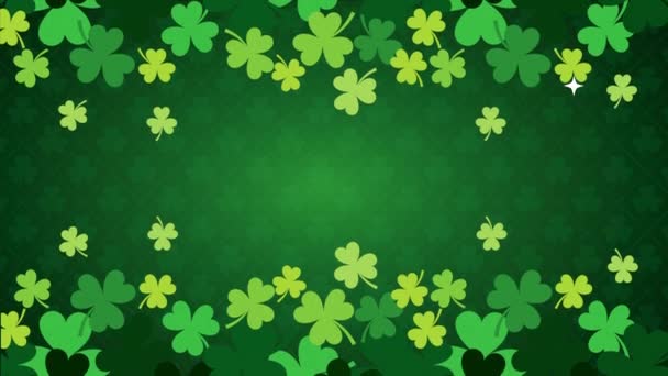 St patricks day animated card with clovers pattern — Stockvideo