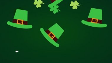 st patricks day animated card with elf hats and clovers pattern