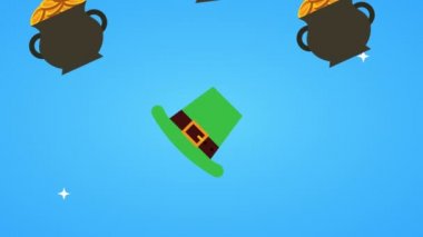 st patricks day animated card with elf hat and cauldron