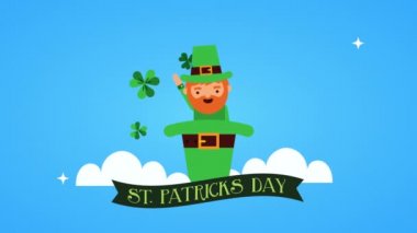 st patricks day animated card with elf and hat