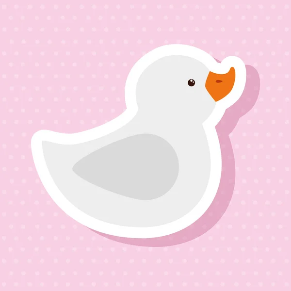 Cute duck rubber toy in pink background — 스톡 벡터