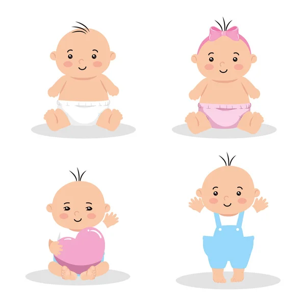 Group of cute little babies — Stock Vector