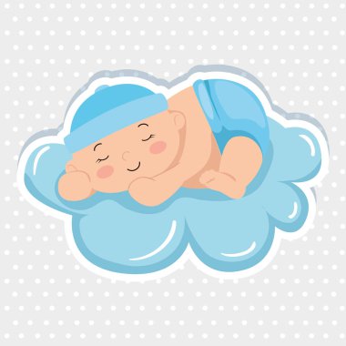 cute little baby boy sleeping in cloud