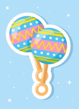 rattle baby toy in blue background