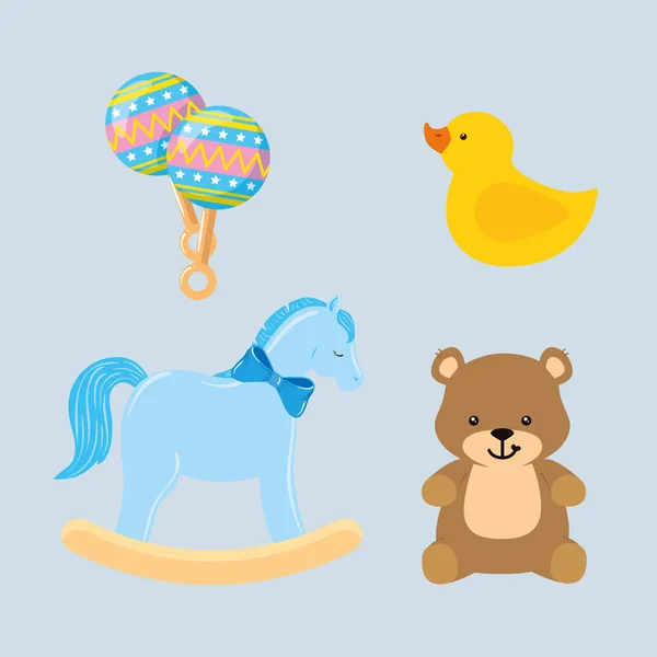 Set cute icons of baby shower — ストックベクタ