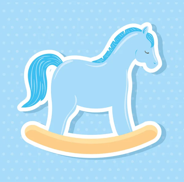 Wooden horse toy in blue background — Stock vektor