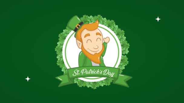 St patricks day animated card with elf character — Stockvideo