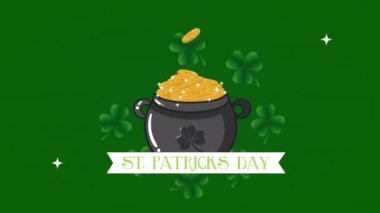st patricks day animated card with treasure cauldron