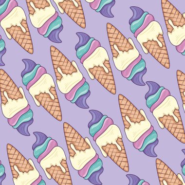 background of cute ice creams in cone