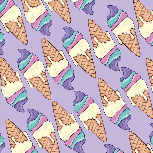 Background of cute ice creams in cone — Stok Vektör