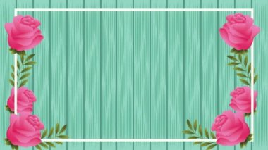 beautifull roses flowers square frame animation
