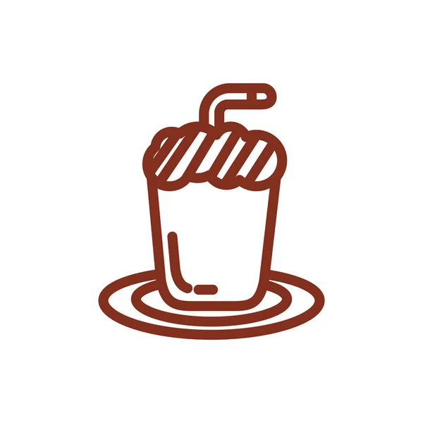 Ice coffee in cup drink line style icon — стоковый вектор