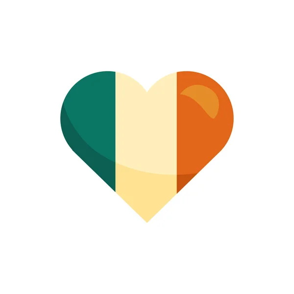 Ireland flag in heart detaild style icon — Stock Vector