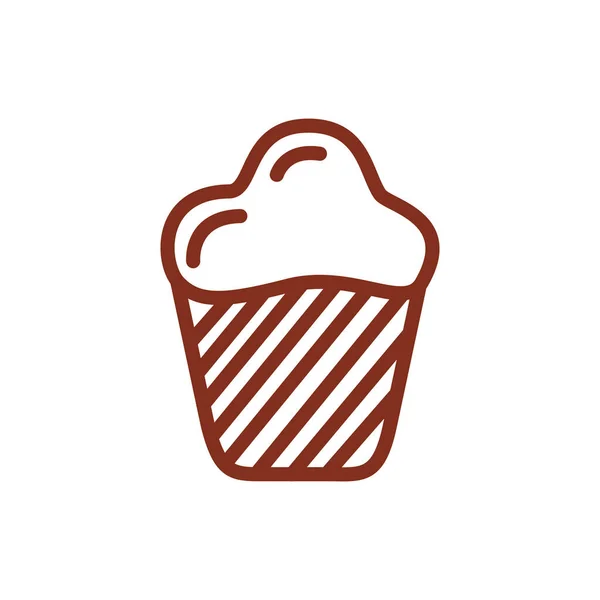 Delicious sweet cupcake line style icon — ストックベクタ