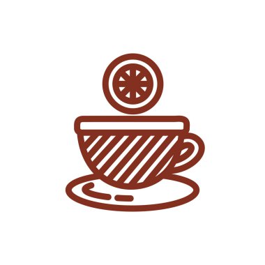 Limon meyveli çay fincanı yarı çizgi simgesi