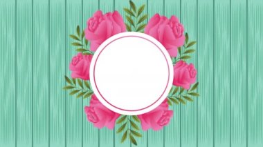 beautifull roses flowers garden circular frame animation