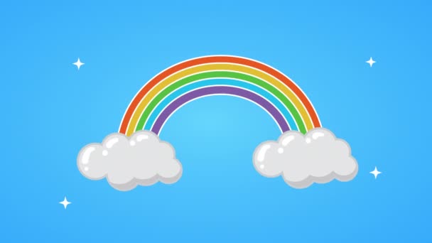 Cielo de belleza con escena de arco iris — Vídeos de Stock