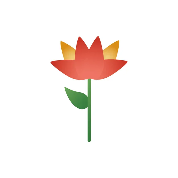 Roztomilý květ s listí jarní degradient styl ikony — Stockový vektor
