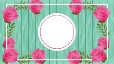 beautifull roses flowers garden circular frame animation