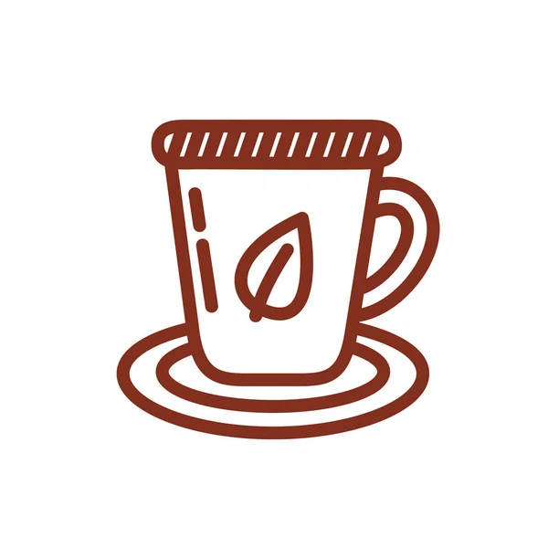 Té taza bebida línea estilo icono — Vector de stock
