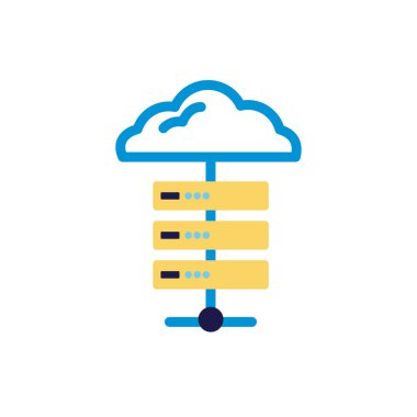 cloud computing with server lineal color style
